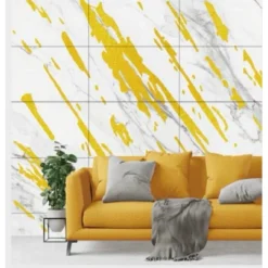 PANNELLO ADESIVO EFFETTO MARMO BIANCO STRIATO ORO PARETI PARASCHIZZI 300 X 60 CM