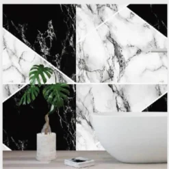 PANNELLO ADESIVO EFFETTO MARMO BIANCO NERO PARETI PARASCHIZZI 300 X 60 CM STANZA