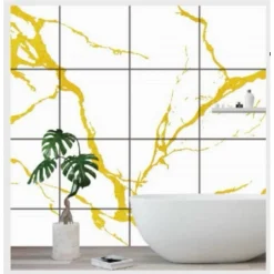 PANNELLO ADESIVO EFFETTO MARMO BIANCO DORATO PARETI PARASCHIZZI 300X60 CM STANZA