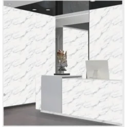 PANNELLO ADESIVO EFFETTO MARMO BIANCO CLASSICO PARETI PARASCHIZZI 300X60CM STANZA