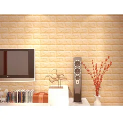 PANNELLO ADESIVO PER DECORAZIONE PARETE EFFETTO PIETRA MURO 70 X 60 CM BEIGE