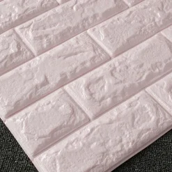 PANNELLO ADESIVO PER DECORAZIONE PARETE EFFETTO PIETRA MURO 70 X 60 CM ROSA