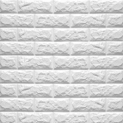 PANNELLO ADESIVO PER PARETE DECORAZIONE EFFETTO PIETRA MURO 3D 70 X 60 CM BIANCO