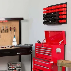 PANNELLO DA PARETE CON 32 BOX CONTENITORI PORTAUTENSILI ORGANIZER PORTA ATTREZZI