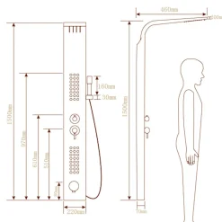 PANNELLO DOCCIA COLONNA CASCATA PIOGGIA UGELLI IDROMASSAGGIO SOFFIONE DOCCETTA
