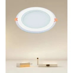 PANNELLO LED INCASSO LUCE 3000K-6500K 18W TONDO AM-CR-18 CON BORDO TRAPARENTE 00656