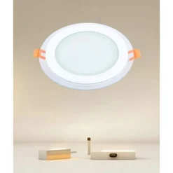 PANNELLO LED INCASSO LUCE 3000K-6500K 12W TONDO AM-CR-12 CON BORDO TRAPARENTE 00649