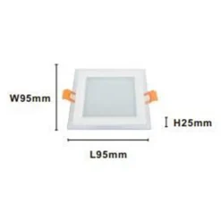 PANNELLO LED INCASSO LUCE 3000K-6500K 9W QUADRATO AM-CS-9 CON BORDO TRAPARENTE 00670