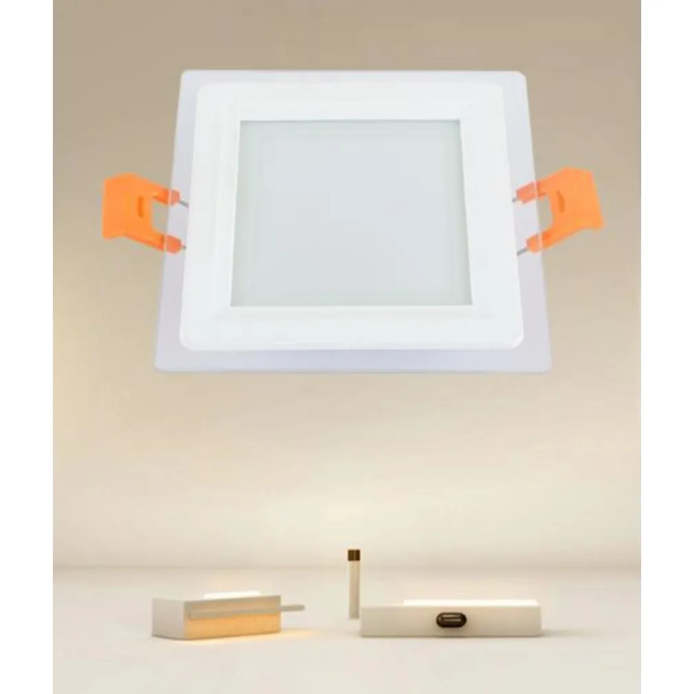 PANNELLO LED INCASSO LUCE 3000K-6500K 6W QUADRATO AM-CS-6 CON BORDO TRAPARENTE 00663