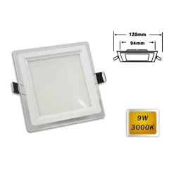 PANNELLO LED SLIM INCASSO BORDO VETRO QUADRATO 9W LUCE 6500K 3000K 4000K P-94EQ