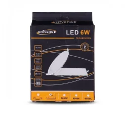 PANNELLO LED SLIM 6W INCASSO QUADRATO IN PVC LUCE CALDO FREDDO NATURALE P105AQ