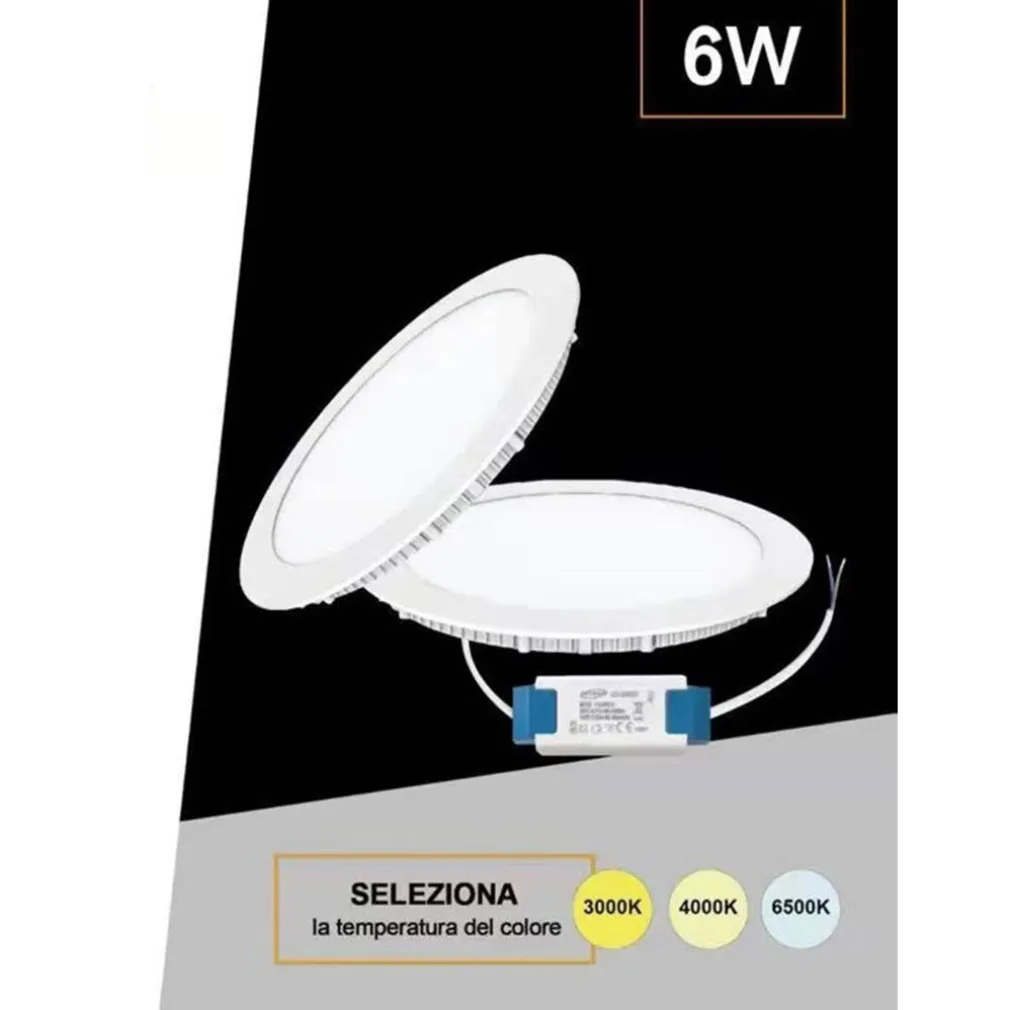 PANNELLO LED TONDO DA INCASSO 6 WATT CON DRIVER CCT 3000K 4000K 6500K P105A-T3C