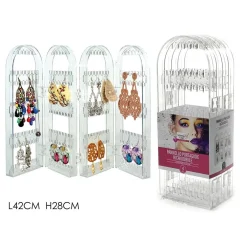 PANNELLO PORTAGIOIE RICHIUDIBILE A 4 ANTE IN POLISTIRENE TRASPARENTE PER ORECCHINI COLLANE