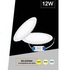 PANNELLO SMD LED ROTONDO INCASSO 12 W CON DRIVER CCT 6500K 3000K 4000K P155A-T3C