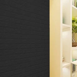 PANNELLO SPUGNA 3D MATTONI COLORE NERO ADESIVO PARETI SFONDO CASA MURI 70X70CM