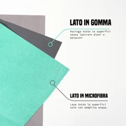 PANNO RAPIDO 3 PZ LAVA SGRASSA E ASCIUGA IN MICROFIBRA FIBRA DI GOMMA MULTIUSO
