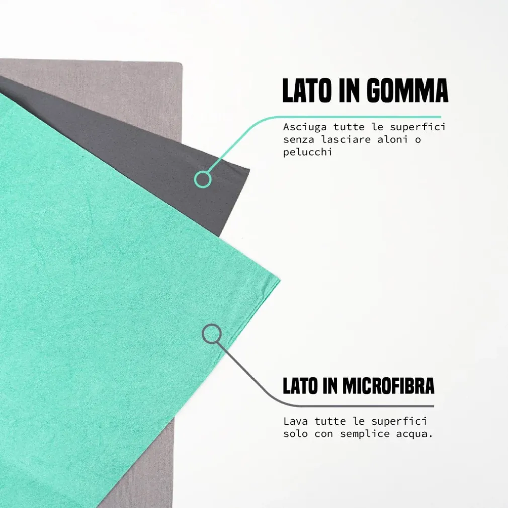 PANNO RAPIDO 3 PZ LAVA SGRASSA E ASCIUGA IN MICROFIBRA FIBRA DI GOMMA MULTIUSO