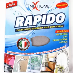 PANNO RAPIDO 3 PZ LAVA SGRASSA E ASCIUGA IN MICROFIBRA FIBRA DI GOMMA MULTIUSO