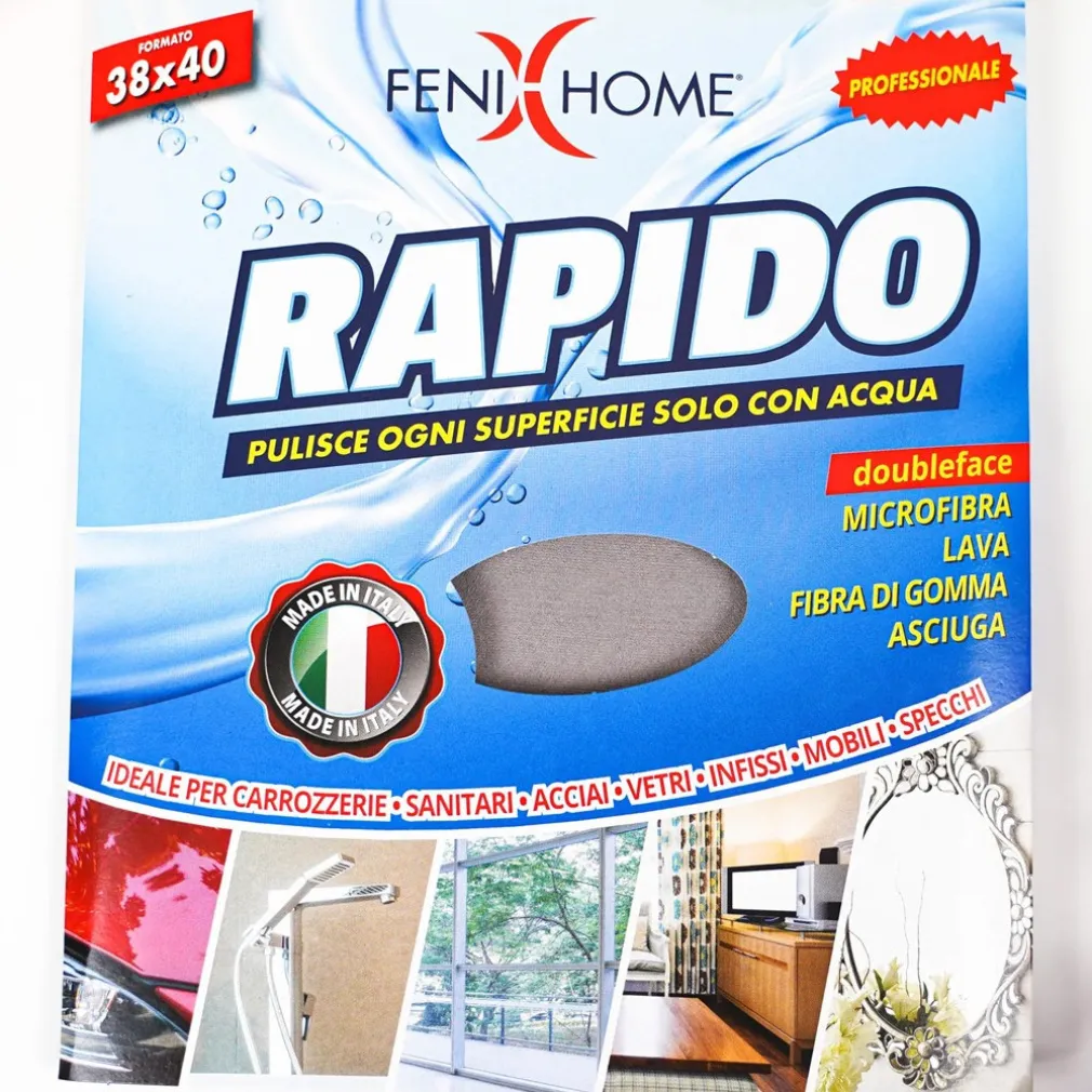 PANNO RAPIDO 3 PZ LAVA SGRASSA E ASCIUGA IN MICROFIBRA FIBRA DI GOMMA MULTIUSO