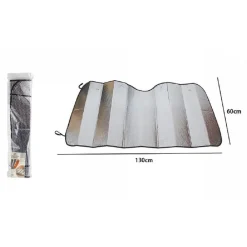 PARASOLE METALLICO PER AUTO GRIGIO PROTEGGE CRUSCOTTO SOLE CALDO 130X60CM 70156