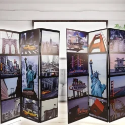 PARAVENTO SEPARE DIVISORIO CON 3 PANNELLI 180X120CM STAMPA FRONTE RETRO NEW YORK