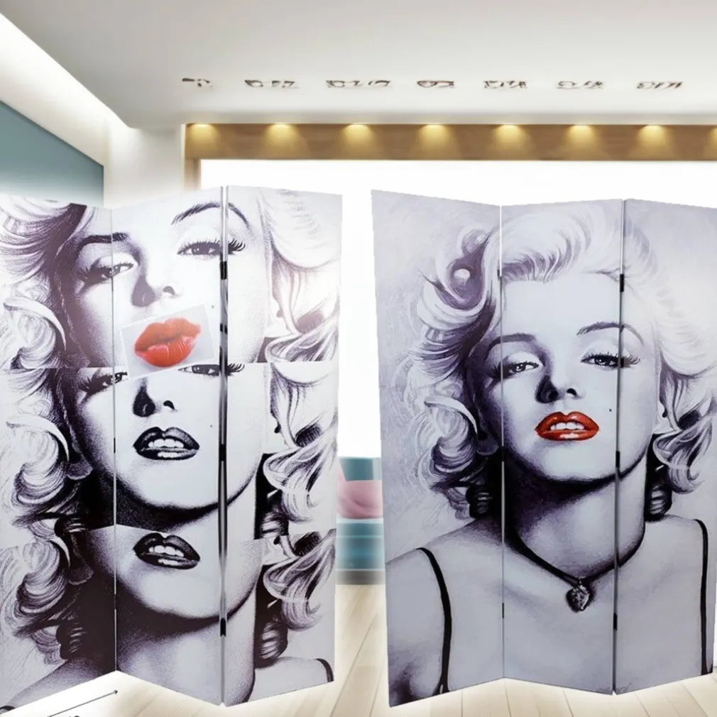 PARAVENTO SEPARE DIVISORIO CON 3 PANNELLI 180X120CM STAMPA F R MARILYN MONROE