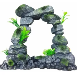 PARETE ARCO ROCCIOSA 28x13x25cm ORNAMENTO ACQUARIO DECORAZIONI PIETRA PER BOLLE