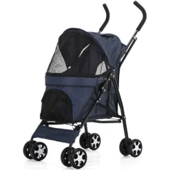 PASSEGGINO CANI VIAGGI CARROZZINA PIEGHEVOLE PARAPIOGGIA AUTO PORTATILE 4 RUOTE