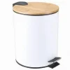 PATTUMIERA ACCIAIO A PEDALE 5 LITRI BIDONE CESTINO SPAZZATURA BIANCO LEGNO 87456