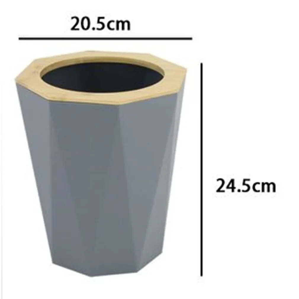 PATTUMIERA CESTINO SPAZZATURA A CILINDRO ESAGONALE GEOMETRICO GRIGIO LEGNO DA BAGNO 10850