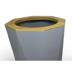 PATTUMIERA CESTINO SPAZZATURA A CILINDRO ESAGONALE GEOMETRICO GRIGIO LEGNO DA BAGNO 10850