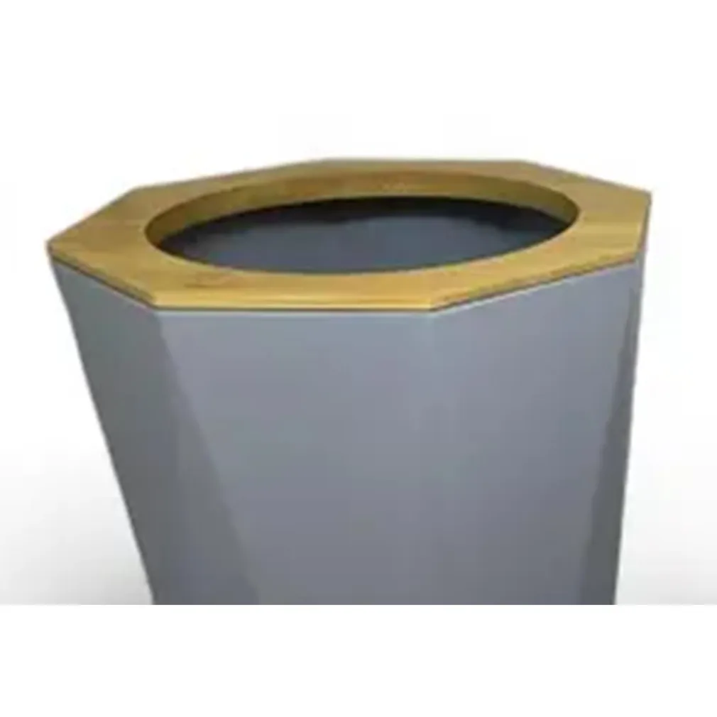 PATTUMIERA CESTINO SPAZZATURA A CILINDRO ESAGONALE GEOMETRICO GRIGIO LEGNO DA BAGNO 10850