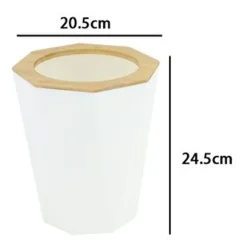 PATTUMIERA CESTINO SPAZZATURA A CILINDRO ESAGONALE GEOMETRICO BIANCO LEGNO DA BAGNO 10840