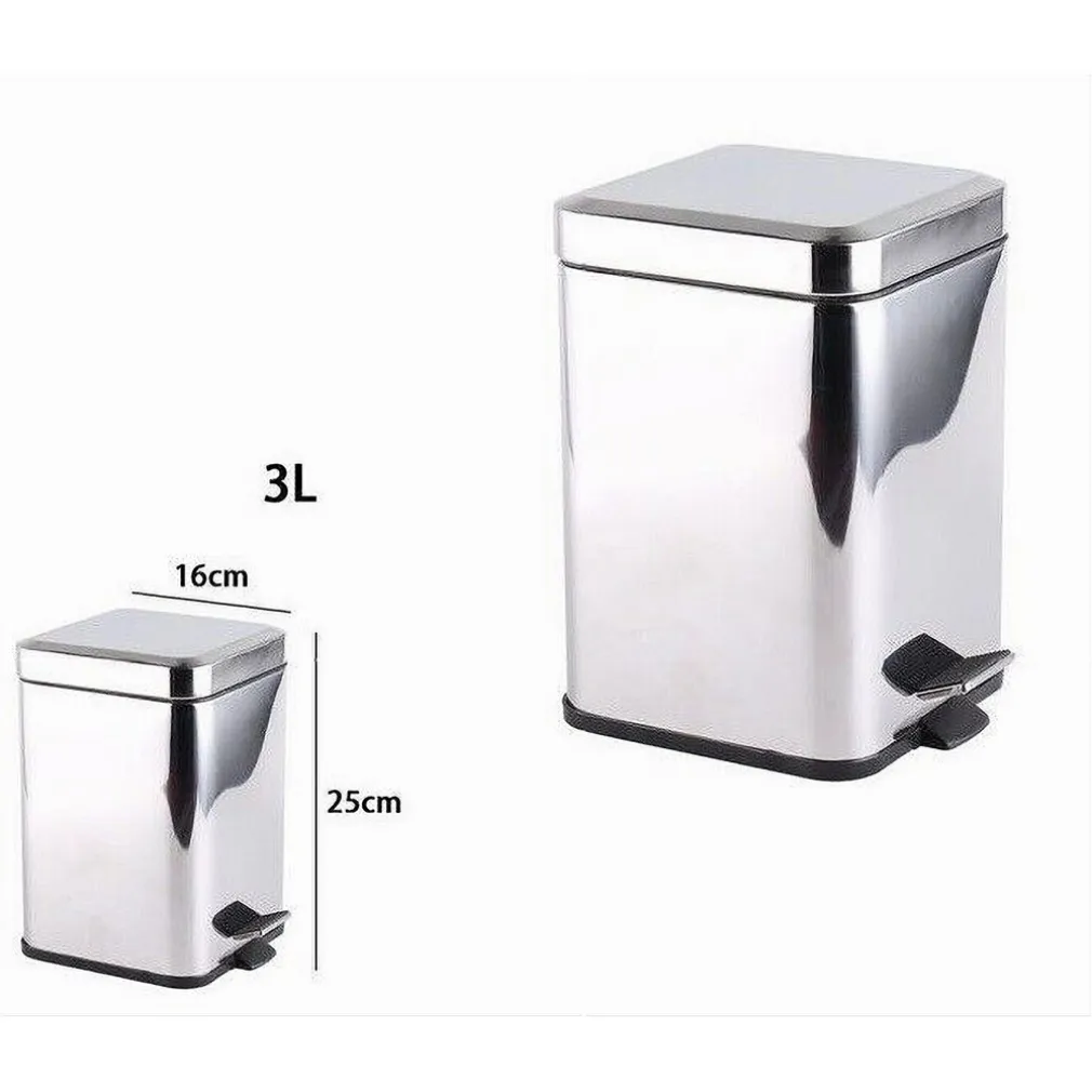 PATTUMIERA IN ACCIAIO A PEDALE 3 LITRI BIDONE CESTINO SPAZZATURA QUADRATO 87445