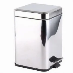 PATTUMIERA IN ACCIAIO A PEDALE 6 LITRI BIDONE CESTINO SPAZZATURA QUADRATO 87446