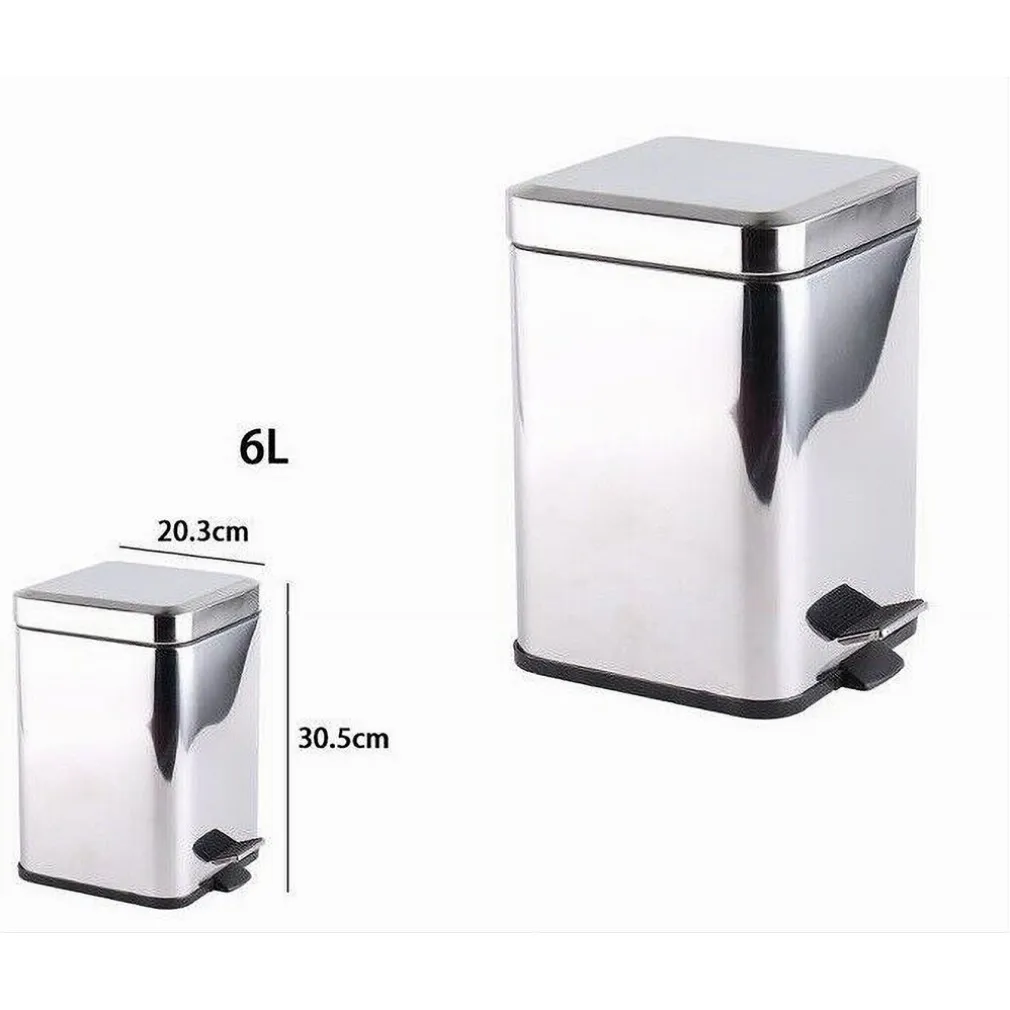 PATTUMIERA IN ACCIAIO A PEDALE 6 LITRI BIDONE CESTINO SPAZZATURA QUADRATO 87446
