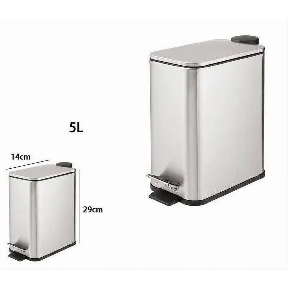 PATTUMIERA IN ACCIAIO A PEDALE 5LITRI BIDONE CESTINO SPAZZATURA RETTANGOLO 87447