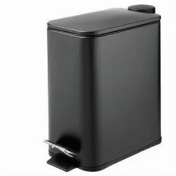 PATTUMIERA IN ACCIAIO PEDALE 5LT BIDONE CESTINO SPAZZATURA RETTANGOLO NERO 87448