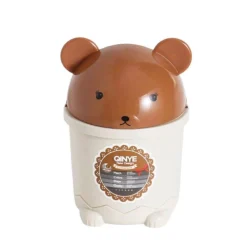 PATTUMIERA MARRONE ORSETTO RIBALTABILE SECCHIO RIFIUTI SPAZZATURA DIM 28X18.5CM