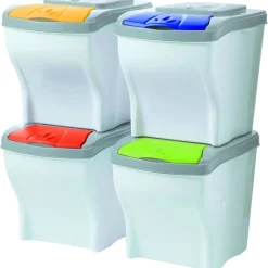 PATTUMIERA PER RACCOLTA DIFFERENZIATA 4 COLORI VERTICALE BIDONI SPAZZATURA 80 LT