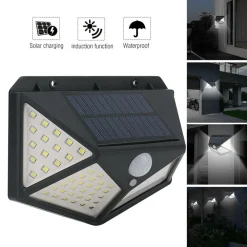4PCS LAMPADA LUCE FARETTO FARO ESTERNO ENERGIA SOLARE 100 LED SENSORE MOVIMENTO