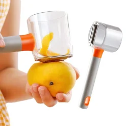 PELAPATATE PELA FRUTTA ORTAGGI CON LAMA E CONTENITORE ACCESSORIO DA CUCINA