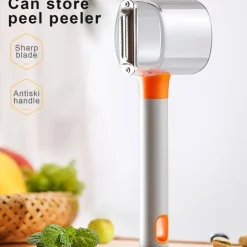 PELAPATATE PELA FRUTTA ORTAGGI CON LAMA E CONTENITORE ACCESSORIO DA CUCINA