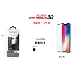 PELLICOLA ANTIGRAFFIO VETRO TEMPERATO IPHONE X 3D SCHERMO MAXTECH P-IPX 3D