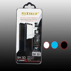 PELLICOLA IN VETRO TEMPERATO CURVO PER SAMSUNG GALAXY S8 3D 9H MAXTECH P-S8