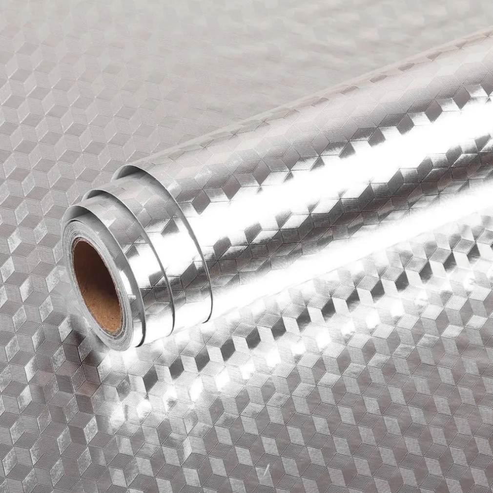 PELLICOLA PROTETTIVA ADESIVA PER CUCINA FOGLIO CARTA ALLUMINIO IMPERMEABILE 40X2