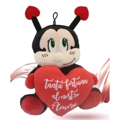 PELUCHE COCCINELLA CON CUORE 22 CM PORTA FORTUNA SAN VALENTINO CON LACCIO 95363