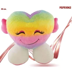 PELUCHE FORMA CUORE CON PIEDI MULTICOLOR 30CM REGALO SAN VALENTINO PUPAZZO 93062