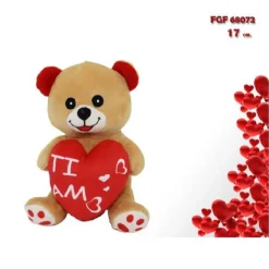 PELUCHE ORSO ORSETTO CON CUORE TI AMO 17 CM PUPAZZO REGALO SAN VALENTINO 68072