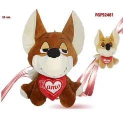 PELUCHE VOLPE 55 CM CUORE TI AMO IDEA REGALO SAN VALENTINO COL. ASSORTITI 92461